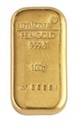 Gold bar 100g Umicore, casted